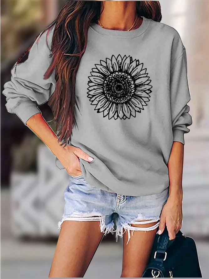 Vintage Printed Long Sleeve Sweatshirt Zaesvini