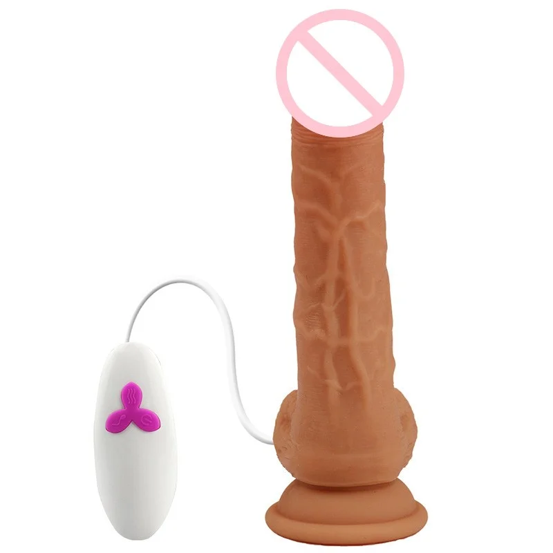 Realistic Vibrating Swinging Silicone Dildo with Suction Cup - Rose Toy
