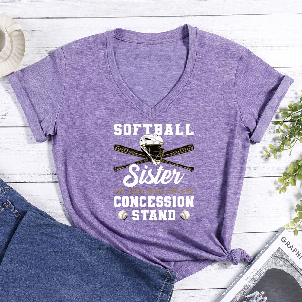 Softball Sister V-neck T Shirt-Guru-buzz
