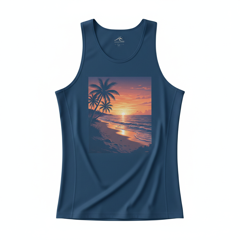 thesupersurf Sunset Palm Tree Graphic Tank Top