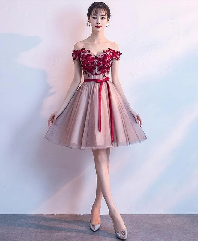 Cute Sweetheart Neck Tulle Lace Short Prom Dress