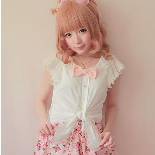Kawaii Lace Bunny Ears White Blouse Top SP141011