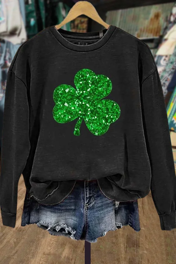 Casual Clover Print St.Patrick's Day Sweatshirt