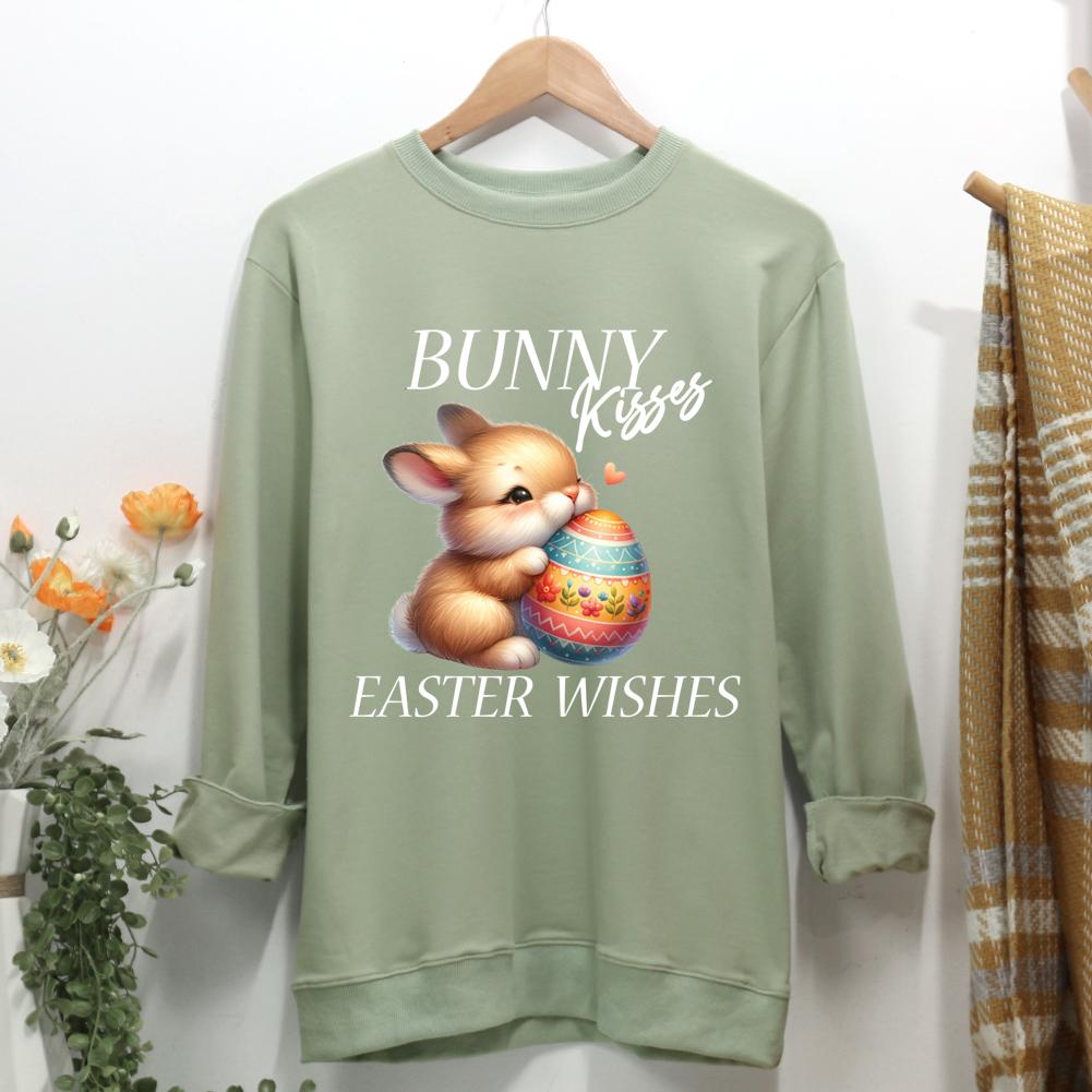 Bunny Kisses Easter Wishes Women Casual Sweatshirt-0025353-Guru-buzz