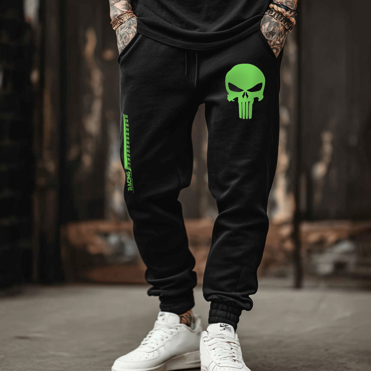 Luminous Skull Print Jogger Pants