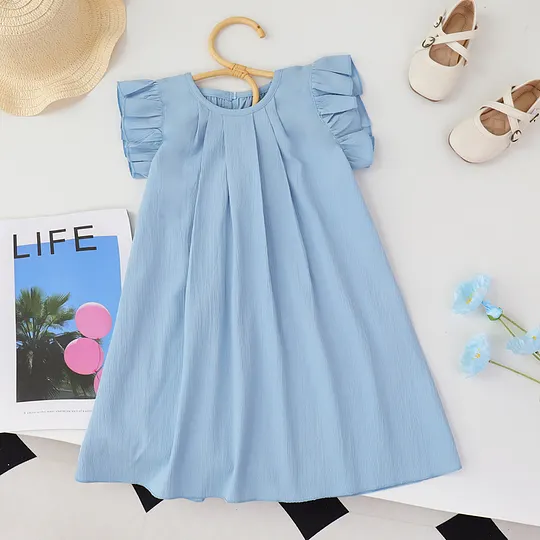 【2Y-7Y】Girls Multicolor Solid Dress