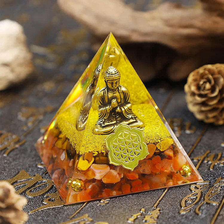 Red Jasper With Buddha Orgone Pyramid