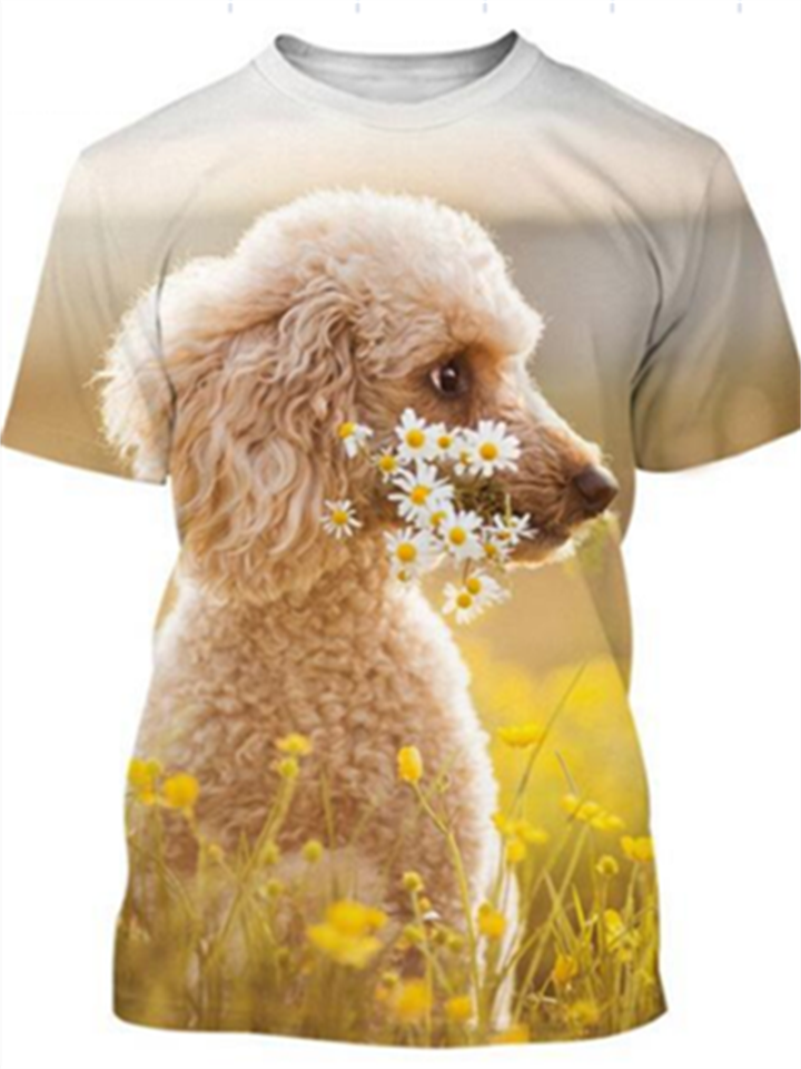 Dog Print Tops Summer Casual Short Sleeve 3D Digital T-shirt S M L XL 2XL 3XL 4XL 5XL-JRSEE