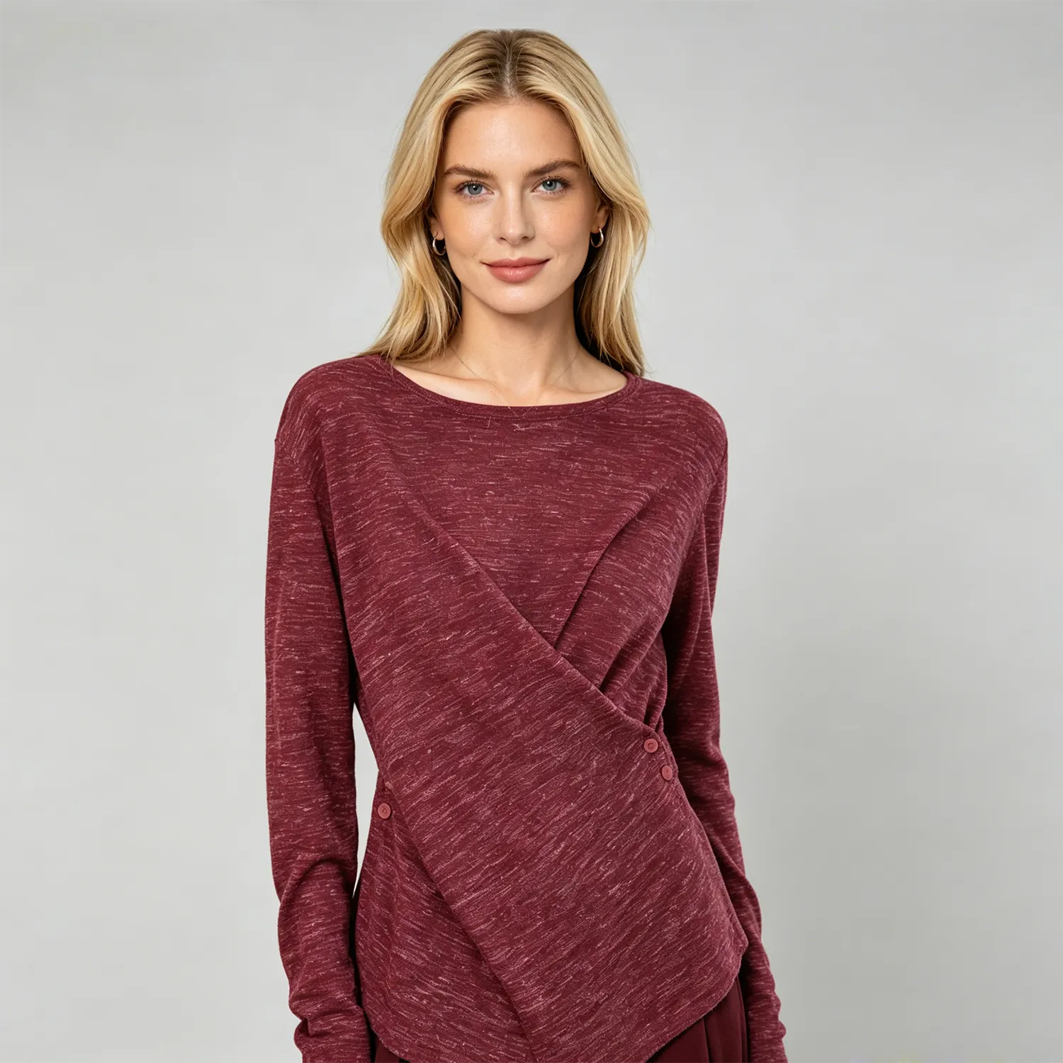 Linen Knit Top Cross V Neck Early Autumn Casual REAL SILK LIFE