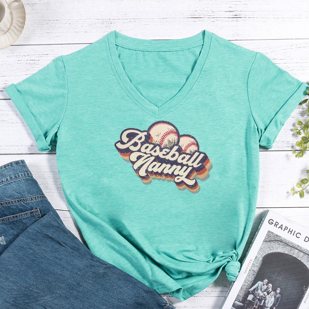 Baseball nanny V-neck T Shirt-Guru-buzz
