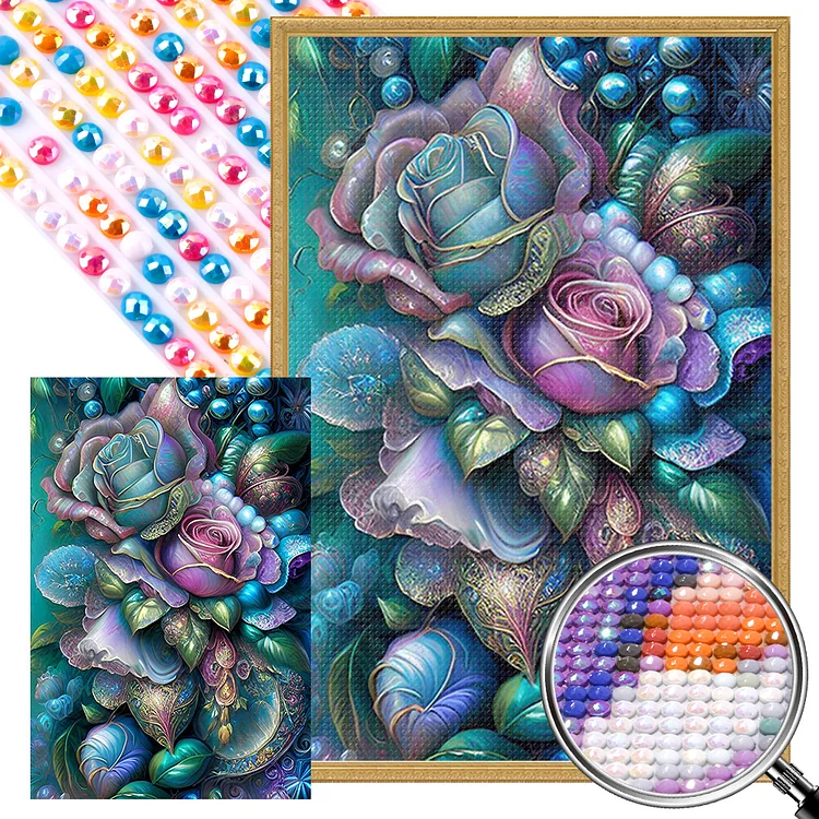 Pearlescent Rose - Full Square(Partial AB Drill) - Diamond Painting(45*65cm)