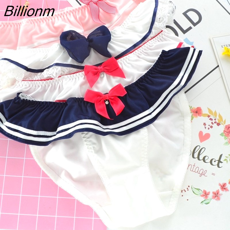 Billionm Japan Style Cosplay Cartoon Panties Women Sexy Navy Wavy Lace