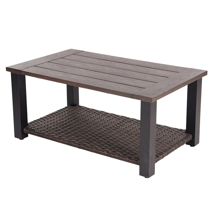 GRAND PATIO Coffee Table 40 in Patio Steel Side Table Modern Rectangle Coffee Table Fit with Patio Conversation Set