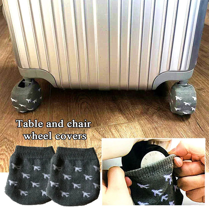 4pcs Knitting Luggage Wheels Protector Cover Anti-wear Table Leg Cover Office Chair Caster Cover Suitcase Wheels Dustproof Cover Luggage & Travel Bag Accessories