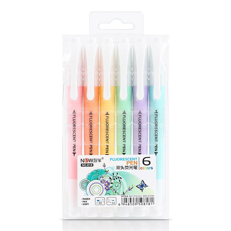 JOURNALSAY 6Colors/Set New Double Head Fluorescent Pen