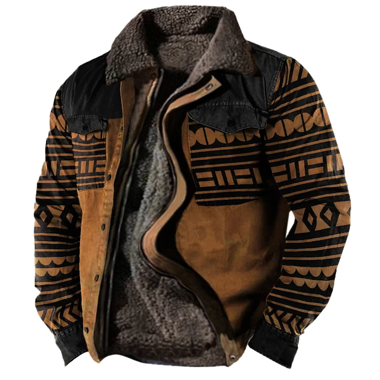 Men's Tribal Print Patchwork Ethnic Boho Jacket、、URBENIE