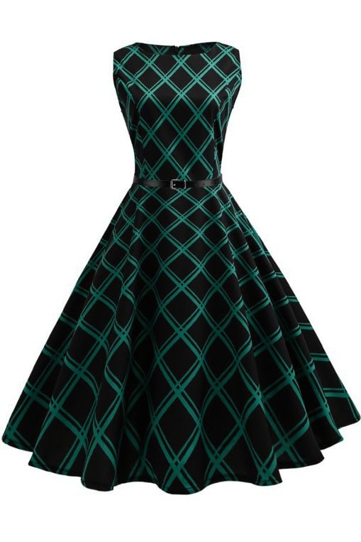 Hepburn Vintage Sleeveless Belted Dress - Life is Beautiful for You - SheChoic