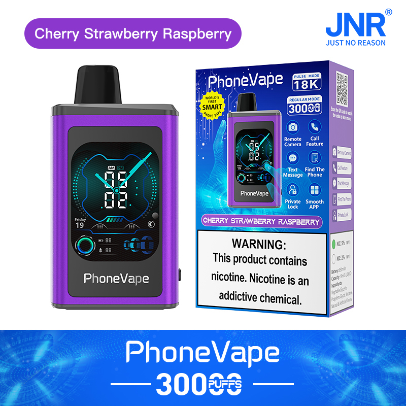 JNR PhoneVape 30K Disposable Vape-Cherry Strawberry Raspberry Best Vape