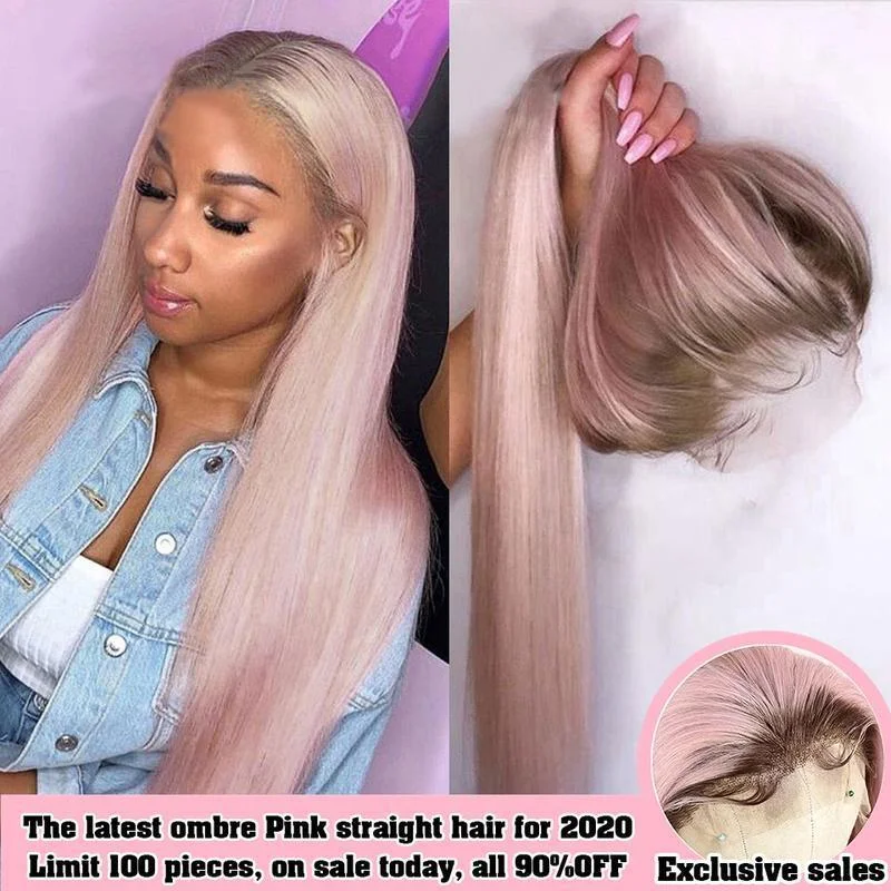 Zaesvini Hair® | Ombre Pink Hair Wig Purple Straight Lace Front Wig Zaesvini