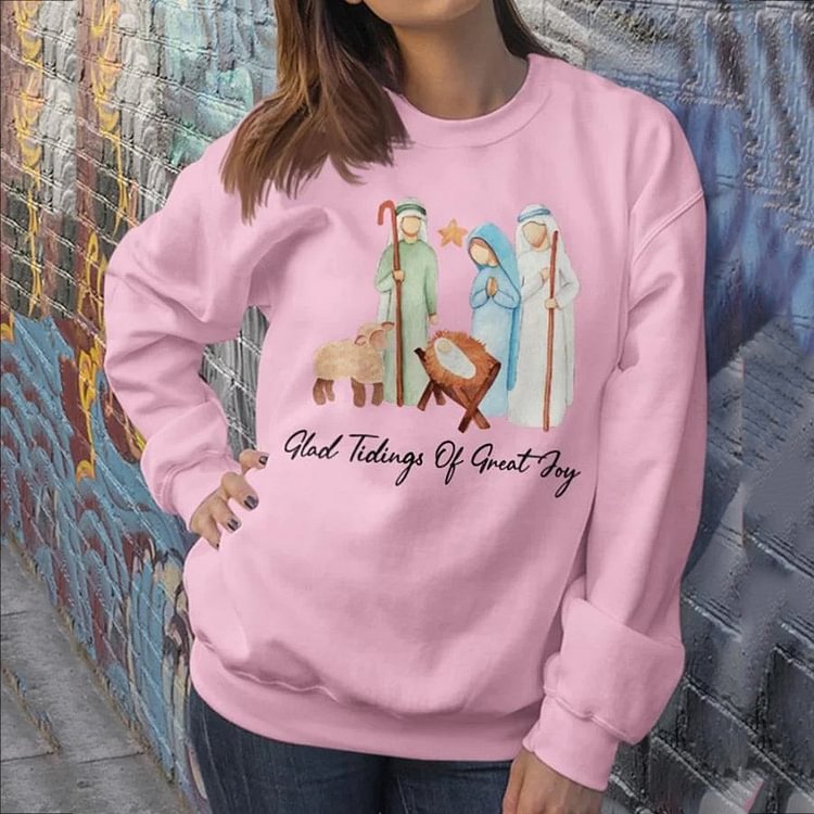 VChics Women's Jesus Print Long Sleeve Round Neck Sweatshirt
