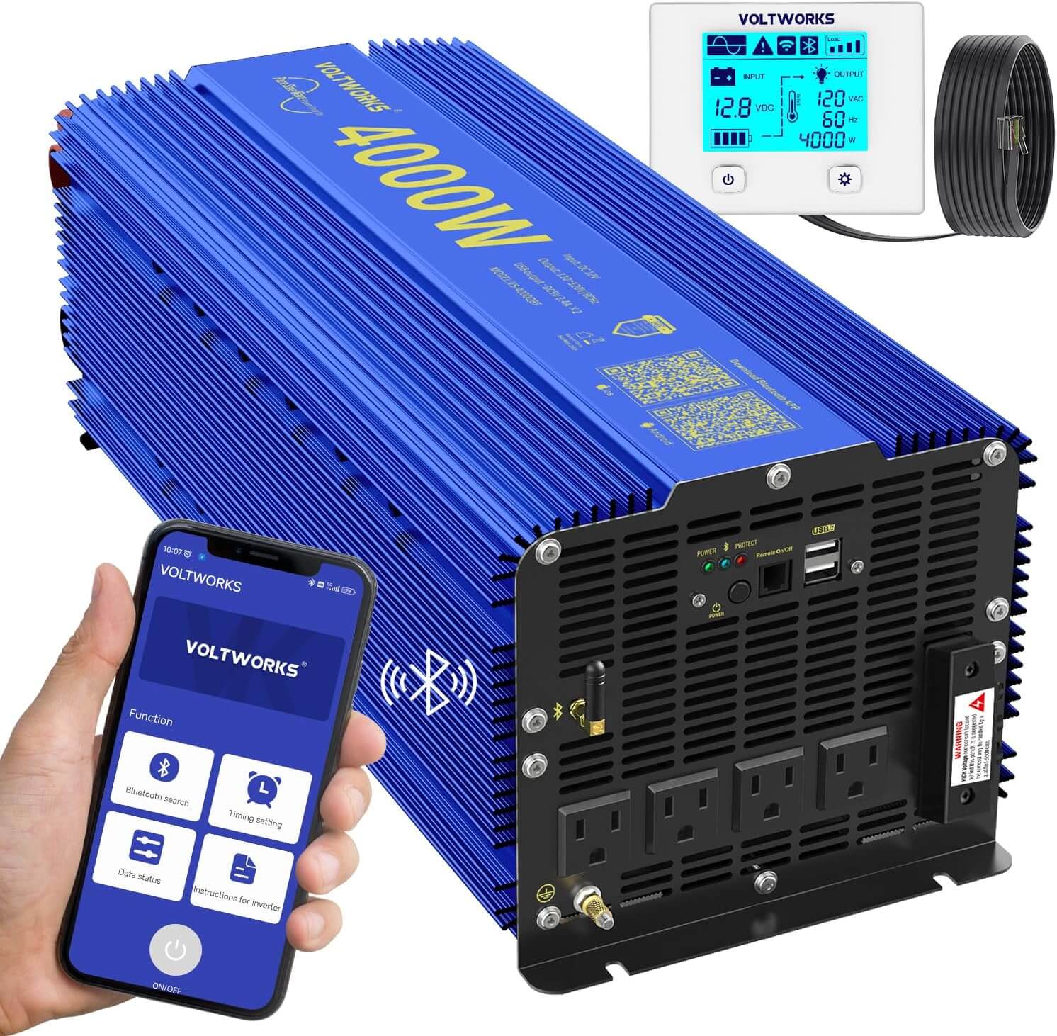 VOLTWORKS 4000W Pure Sine Wave Power Inverters DC 12V to