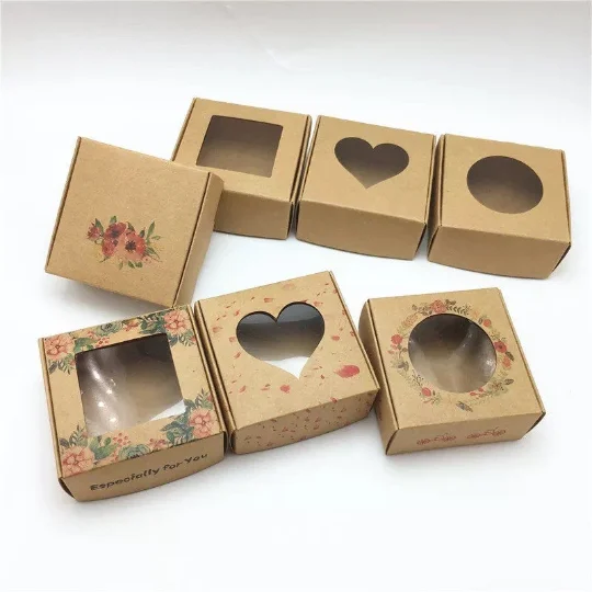 pornhint Pornhint 50pcs 6.5x6.5x3cm Small Kraft paper gift packaging box,kraft cardboard handmade soap candy box,personalized craft paper gift box