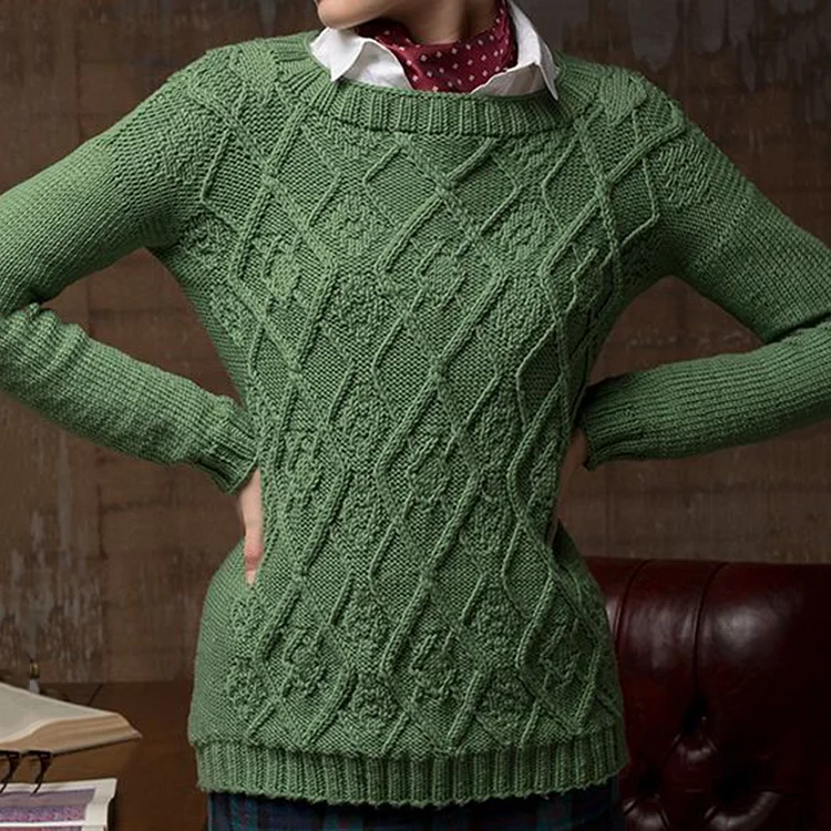 Irish Geometric Jacquard Cozy Knit Sweater