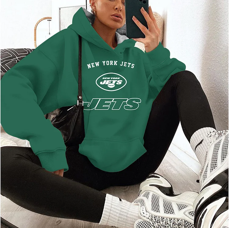 New York Jets Printed Hooded Pocket Pullover Hoodie