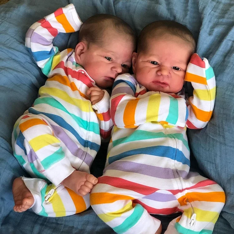  17.5" Real Lifelike Boys Soft Touch Adorably Reborn Newborn Baby Twin Doll Willis and Tim - Reborndollsshop®-Reborndollsshop®