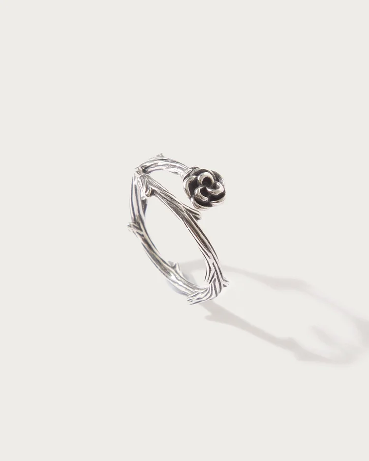 Rose Ring With Silver Thorn