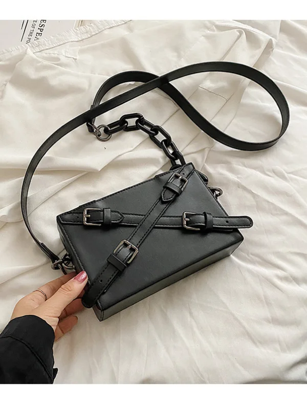 Gothic Dark Solid Pattern Chains Bag