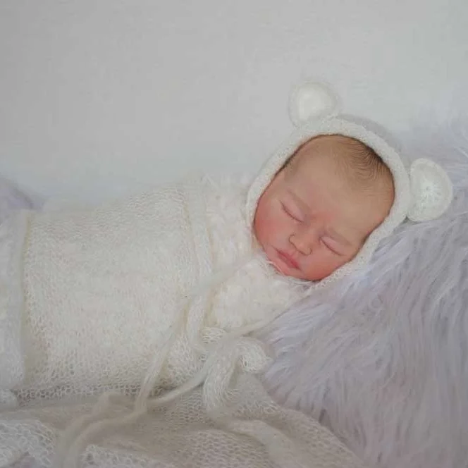 17" Sleeping Reborn Baby Boy Gue,Soft Weighted Body, Cute Lifelike Handmade Silicone Reborn Doll Set,Gift for Kids