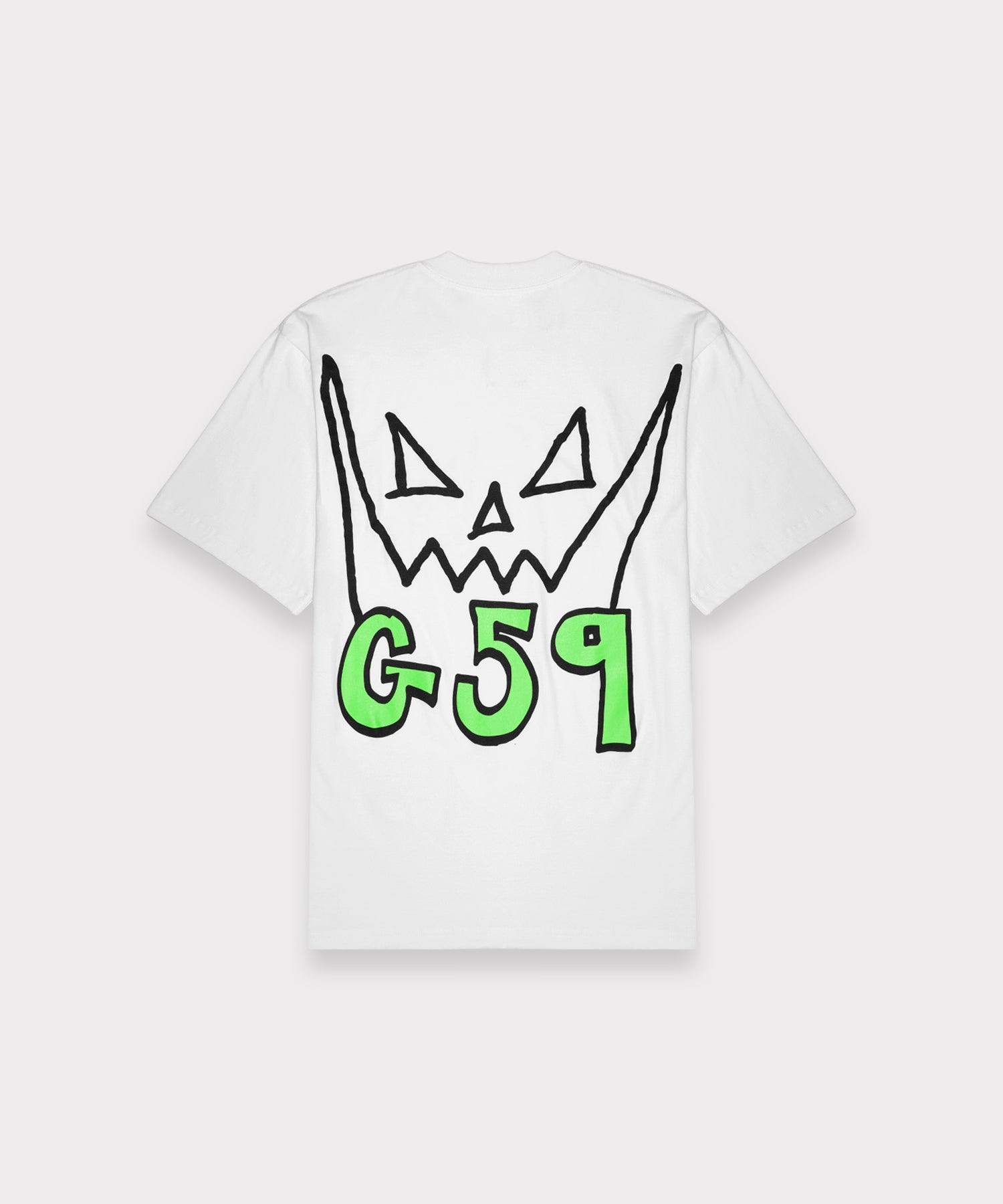 G59 Skull Graphic T-Shirt White Green Logo Streetwear Tee