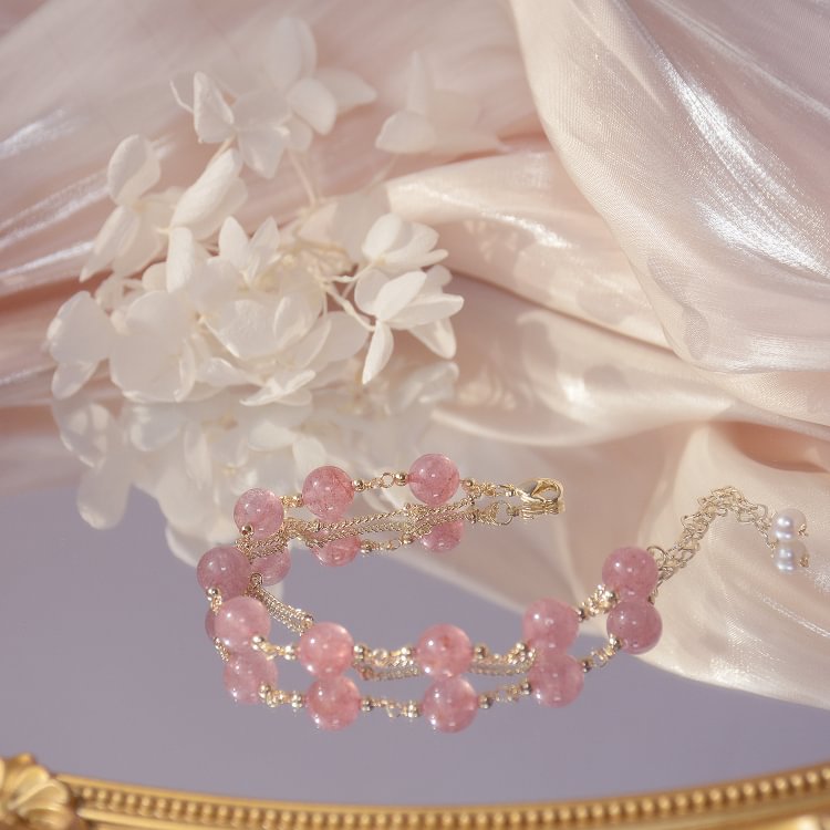 Strawberry Quartz Double Chain Bracelet KERENTILA