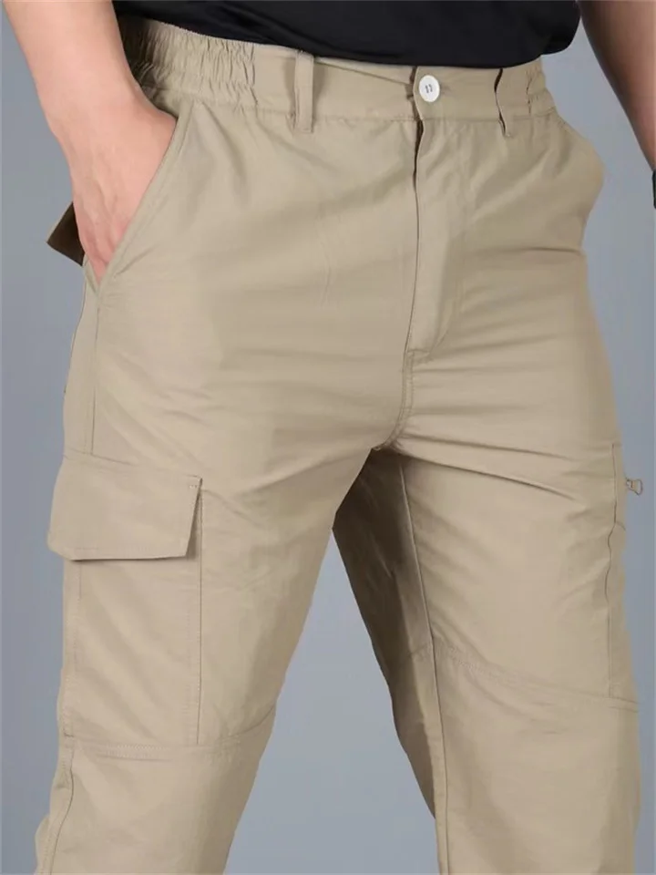 Men's Cargo Pants Cargo Trousers Tactical Pants Trousers Tactical Elastic Waist Multi Pocket Straight Leg Plain Anti-Wear Quick Dry Sports Outdoor Hiking Tactical Black khaki-Cosfine