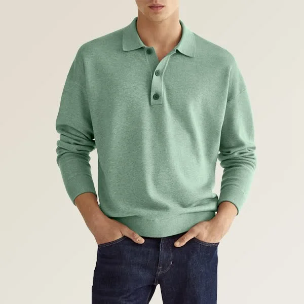 🍂Autumn Sale🍂Men\'s Spring And Autumn Fashion Casual Loose Lapel Long Sleeve Polo Shirt