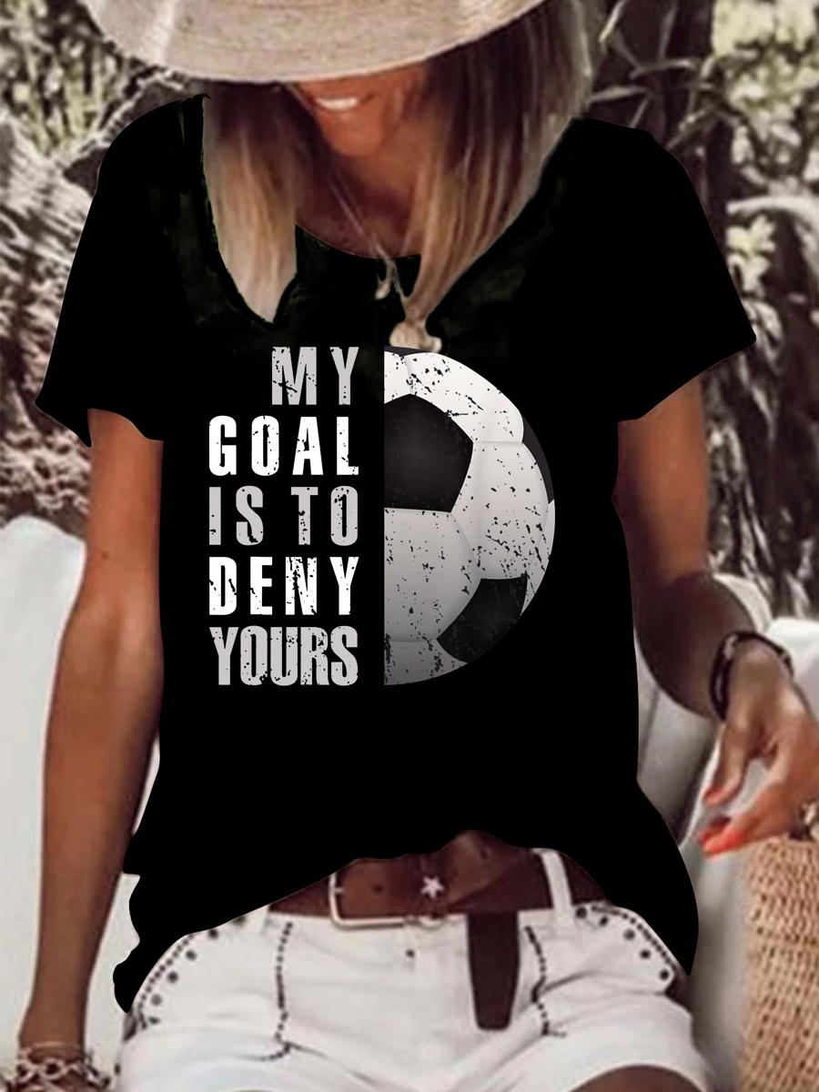 My Goal Is To Deny Yours Soccer Raw Hem Tee-Guru-buzz