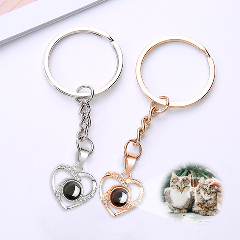 Custom Pet Projection keychain - Heart Shaped