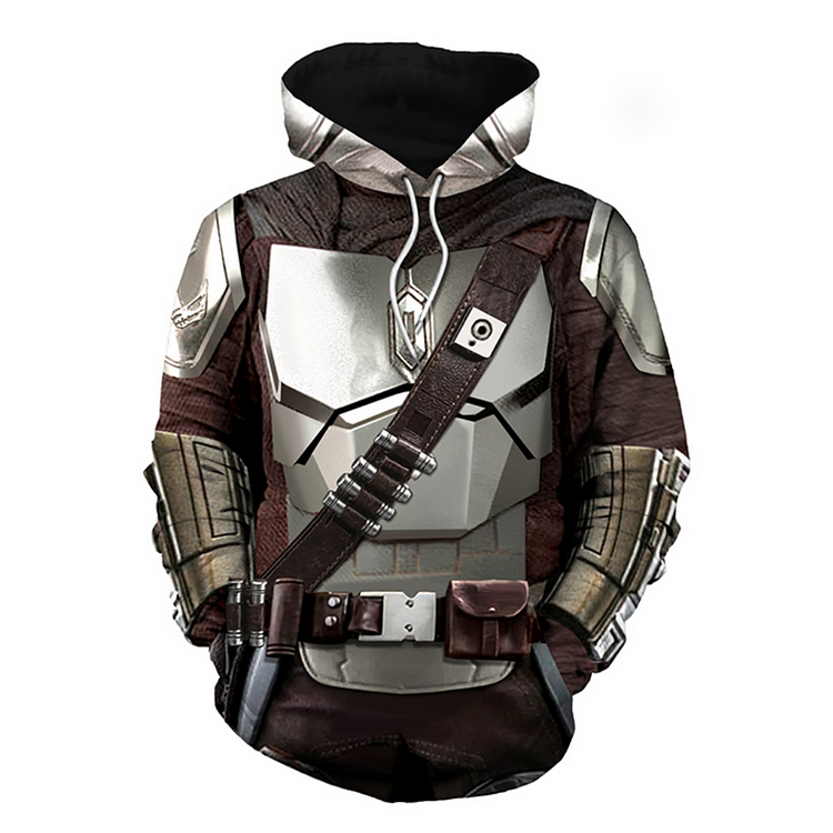Mando Boba Fett Silvery Hoodie Outfits Cosplay Costume Halloween Carnival Suit