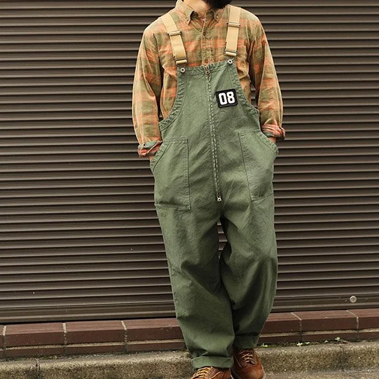 TIMSMEN Vintage casual mens green overalls