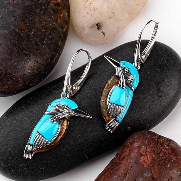 VChics Vintage Turquoise Bird Earrings