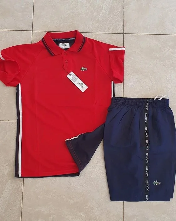 red blue fashion short-sleeved shorts fashion suit