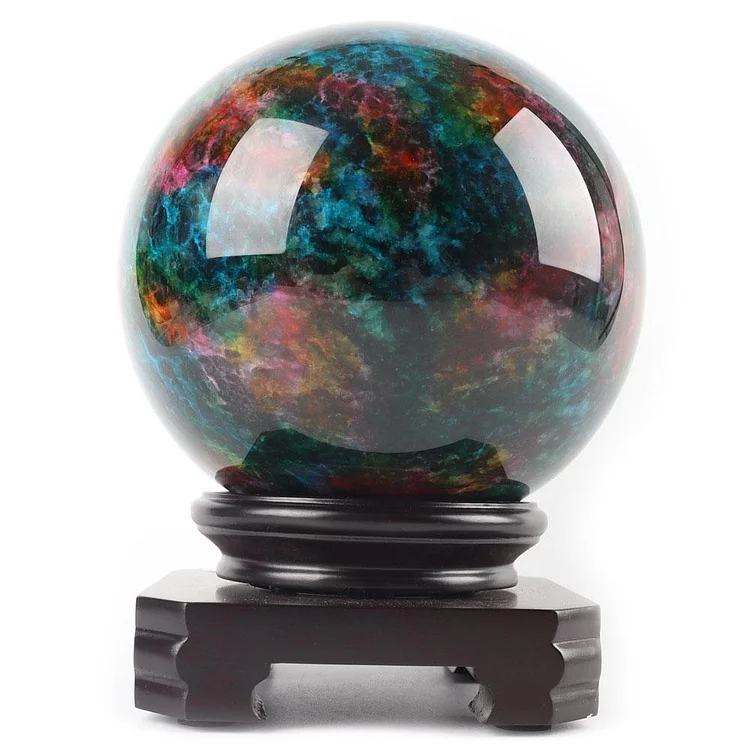 6.29”Rainbow Large Decorative Colorful Jade Sphere
