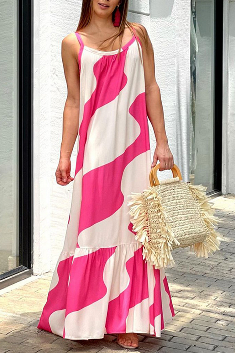 Fashion Print Split Joint Spaghetti Strap Trumpet Mermaid Dresses(3 colors)