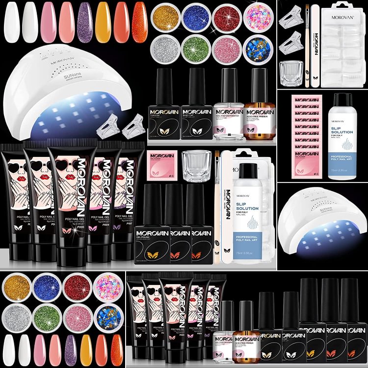 5 Colors 15ml with 4 Colors Gel Nail Polish Nail Drill Nail Prep Dehydrator Nail Primer 48W Nail Lamp Poly Nail Gel Starter Kit | Graceful Lady