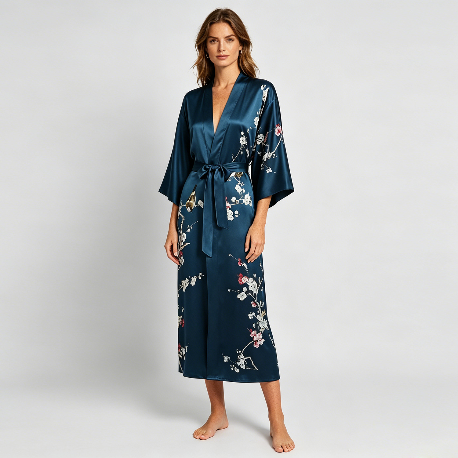 Real Silk Robe Women 100% Mulberry Silk Floral Kimono Soft Comfortable REAL SILK LIFE