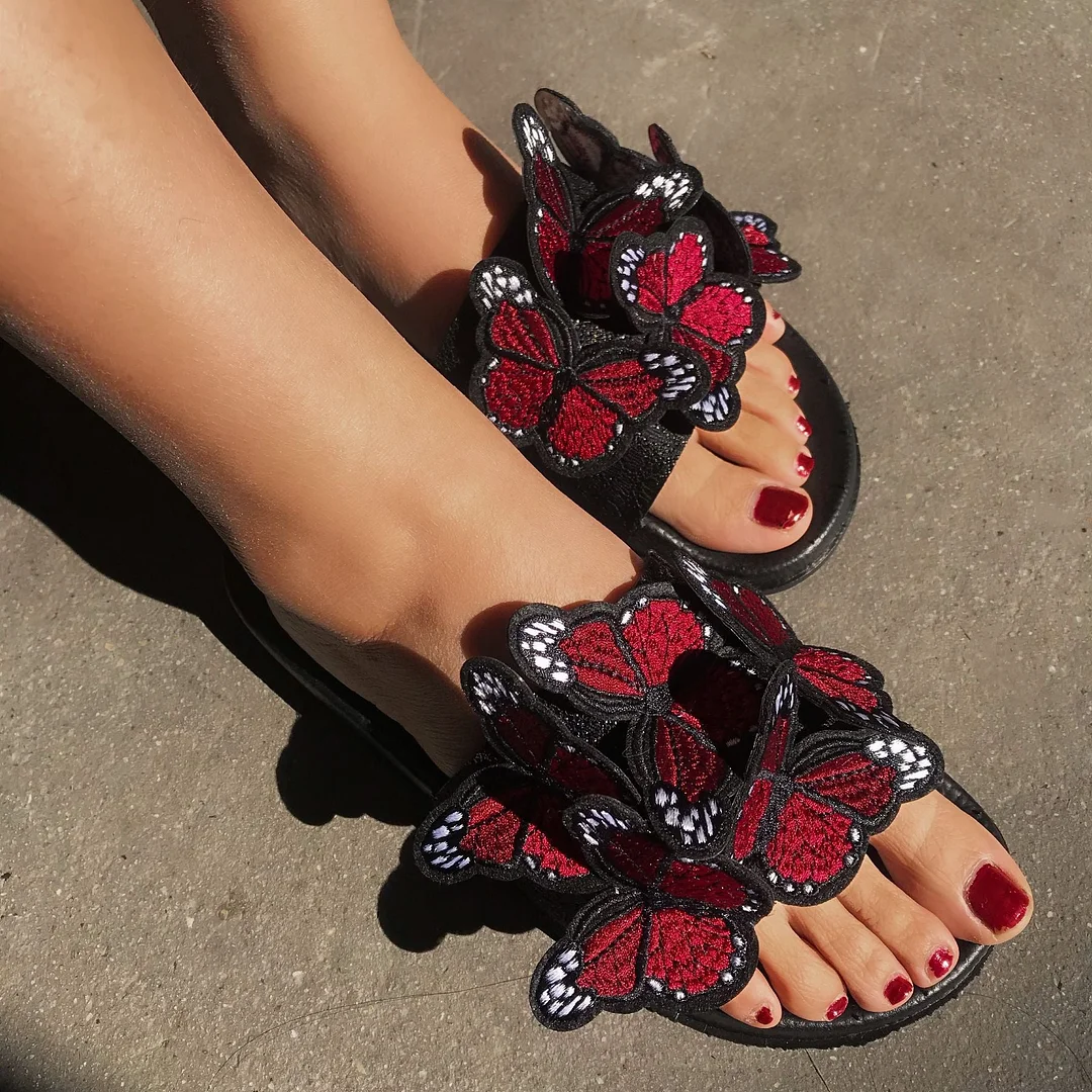 Women Holiday 3D Butterfly Slippers Shoes