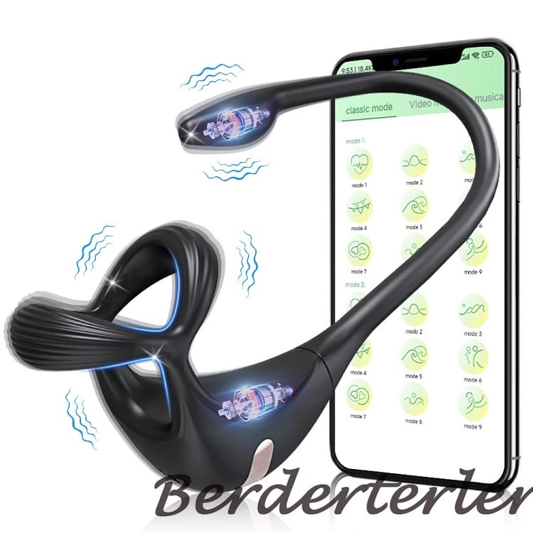 pornhint Pornhint Vibrating Cock Ring Male APP Control Anal Vibrator Penis Ring Butt Plug Toy