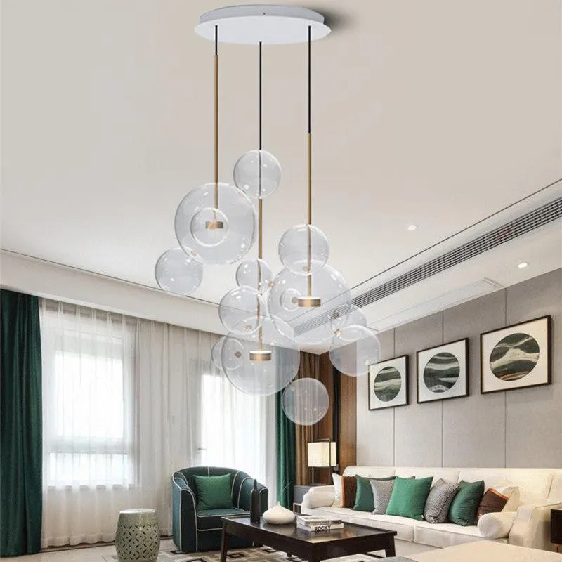 Modern Creative Clear Glass Bubble Ball Led Pendant Lamp for dining ...