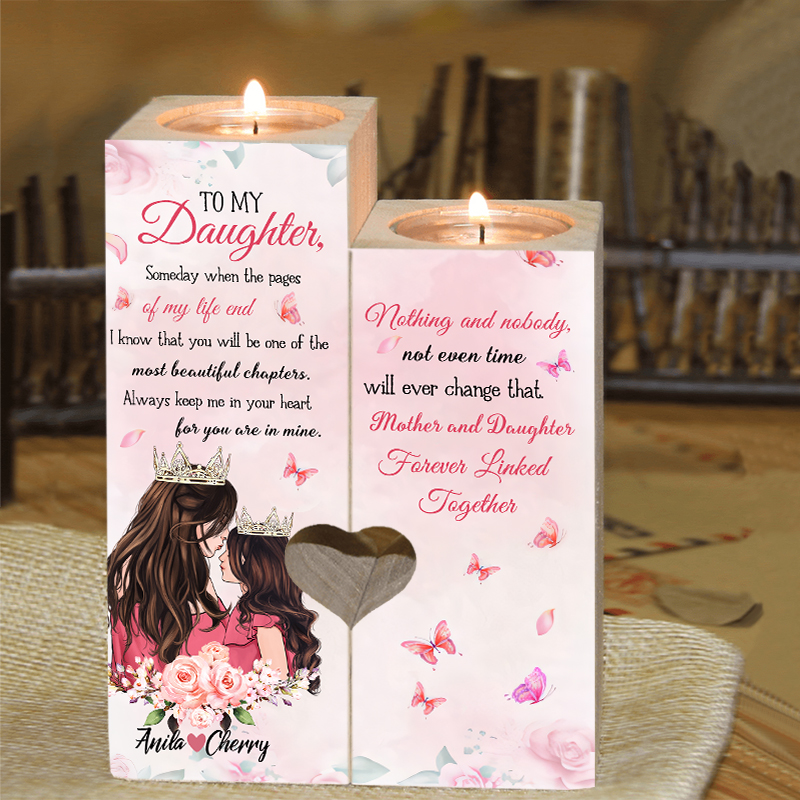 To My Daughter Customised 2 Names Candle Holder "Mother and Daughter